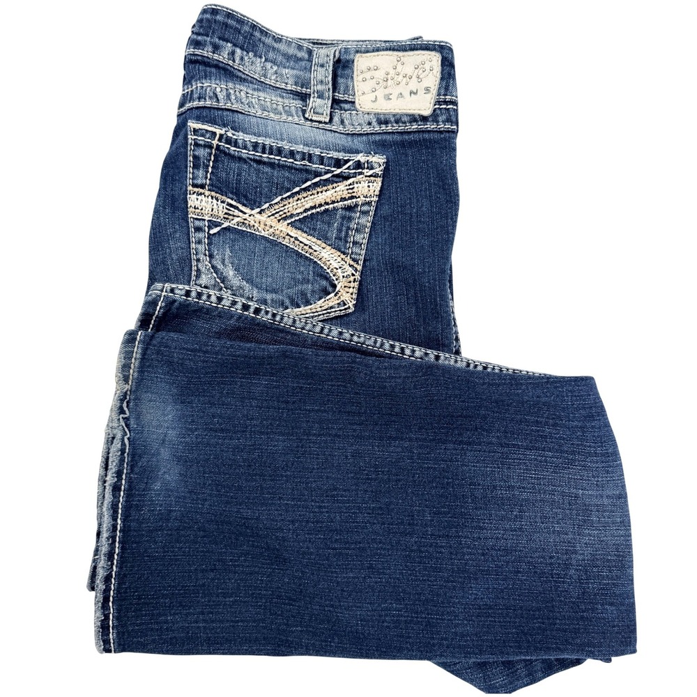 Silver Jeans Twisted Bootcut Womens W30/L31 Dark Wash Distressed‎ Western Y2K